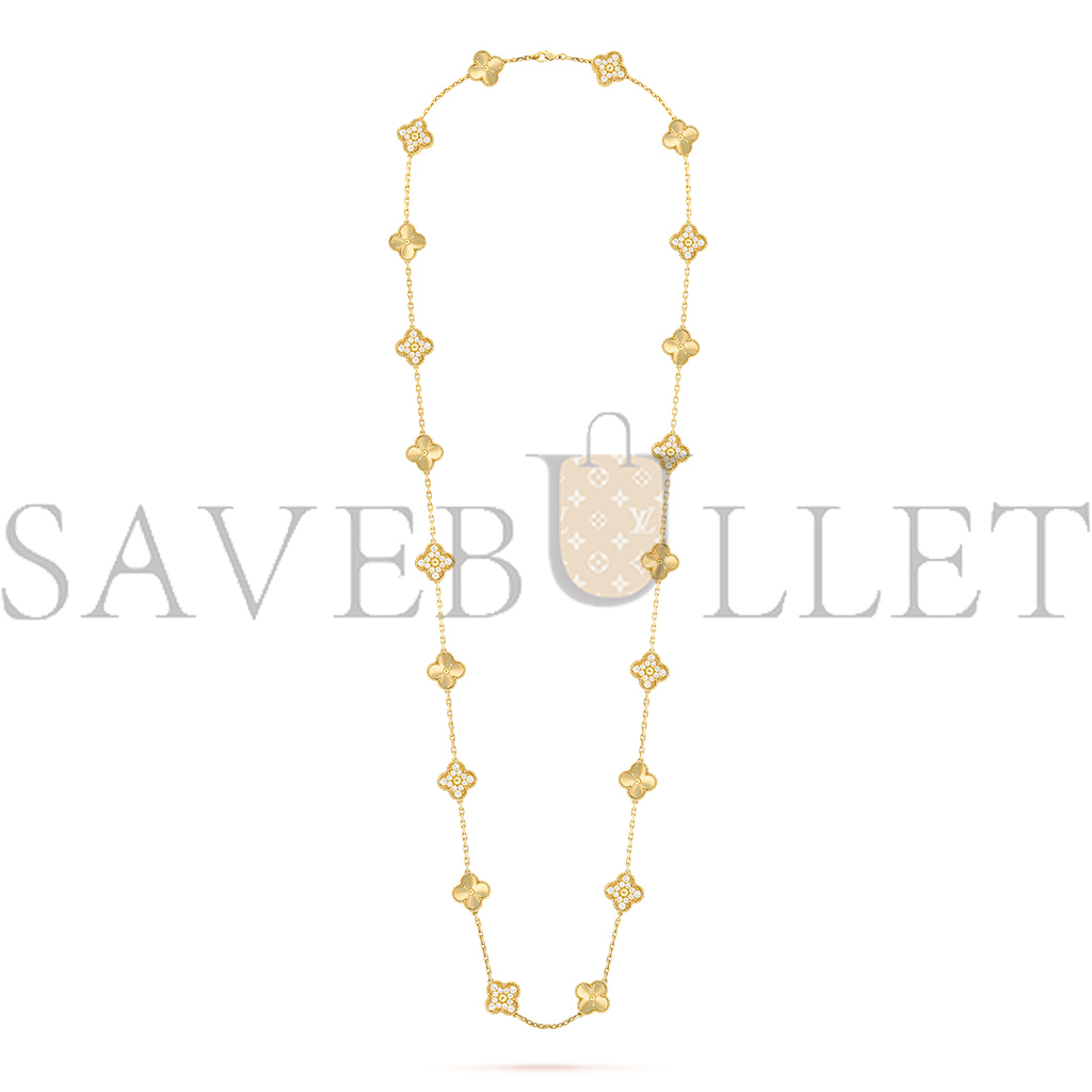 VAN CLEEF ARPELS VINTAGE ALHAMBRA LONG NECKLACE, 20 MOTIFS - YELLOW GOLD, DIAMOND  VCARP4KM00